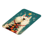 Cute Samoyed dog with Christmas Magneet (Linkerzijde)