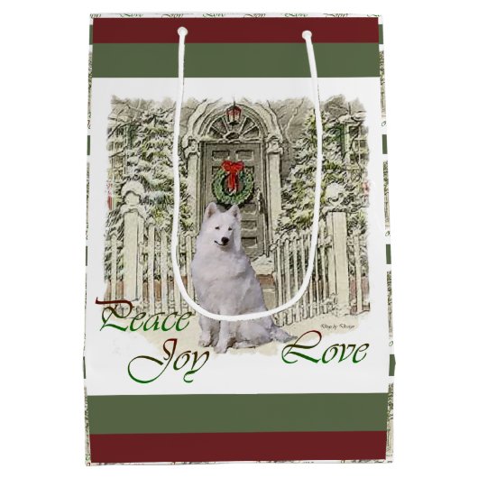 Cute Samoyed Kerstmis Medium Cadeauzakje (Achterkant)