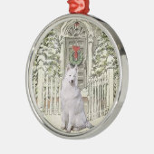 Cute Samoyed Lovers Kerstmis Metalen Ornament (Links)