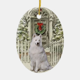 Cute Samoyed Lovers Kerstmis Metalen Ornament