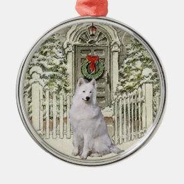 Cute Samoyed Lovers Kerstmis Metalen Ornament