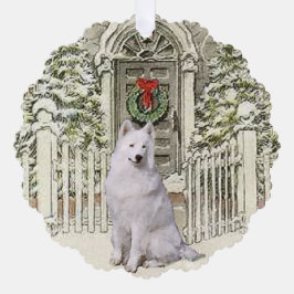 Cute Samoyed Lovers Kerstmis Ornament Kaart