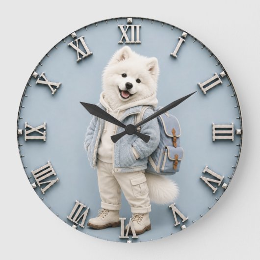 Cute Samoyed Puppy dog Grote Klok (Voorkant)
