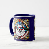 Cute Samoyed Stained glass Coffee Mug Mok (Voorkant links)