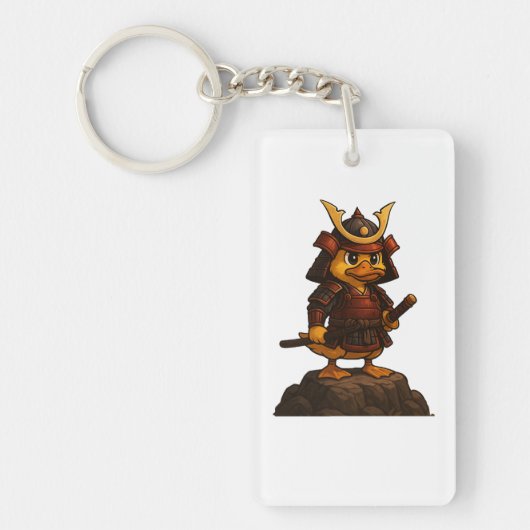 Cute Samurai Duck Keychain – Japanese Warrior Duck (Voorkant)