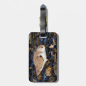 Cute Sanderling Sandpiper Dines op Clam in Winter Bagagelabel (Achterkant verticaal)