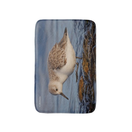 Cute Sanderling Sandpiper Walking Winter Beach Badmat (Voorkant Verticaal)