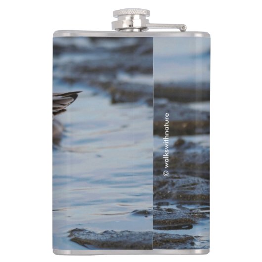 Cute Sanderling Sandpiper Wanders Winter Shores Heupfles (Achterkant)