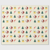 Cute Santa and Christmas Elements Gifts Wrap Cadeaupapier (Vlak)
