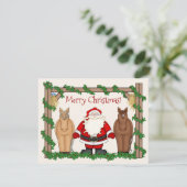 Cute Santa and Horses Merry Kerstfeestay Feestdagenkaart (Staand voorkant)