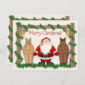 Cute Santa and Horses Merry Kerstfeestay Feestdagenkaart (Voorkant / Achterkant)