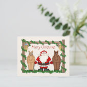 Cute Santa and Horses Merry Kerstfeestay Feestdagenkaart (Staand voorkant)