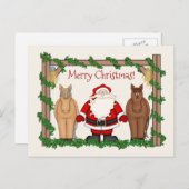 Cute Santa and Horses Merry Kerstfeestay Feestdagenkaart (Voorkant / Achterkant)