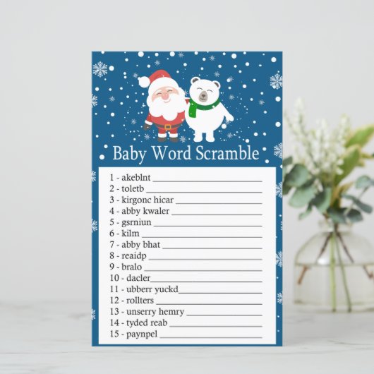 Cute santa and polar beer Baby word scramble game (Staand voorkant)