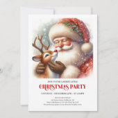 Cute Santa and Rudolph Christmas Party Gathering  Kaart (Voorkant)