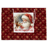 Cute Santa and Rudolph Cozy Christmas Gift Bag Groot Cadeauzakje (Voorkant)