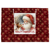 Cute Santa and Rudolph Cozy Christmas Gift Bag Groot Cadeauzakje (Achterkant)