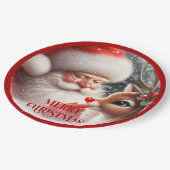 Cute Santa and Rudolph Kids Christmas Dinner Plate Papieren Bordje (Gekanteld)