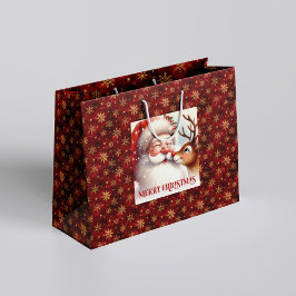 Cute Santa and Rudolph Kids Christmas Gift Bags Groot Cadeauzakje