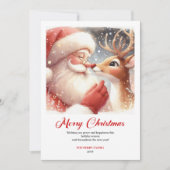 Cute Santa And Rudolph Merry Holiday Greeting Card Feestdagenkaart (Voorkant)