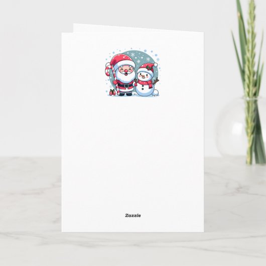 Cute Santa And Snowman Christmas Custom Kaart (Achterkant)
