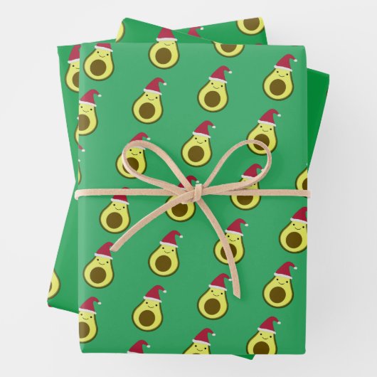 Cute Santa Avocado Inpakpapier Vel (In situ)