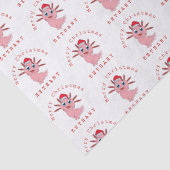 Cute Santa Axolotl Pattern Name Merry Kerstry Tissuepapier (Detail)