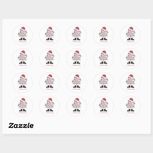 Cute Santa Baby 1st Christmas Ronde Sticker (Vel)