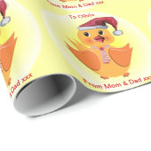 Cute Santa Baby Duck Persoonlijke Kinder Gift Wrap Cadeaupapier (Rol Hoek)