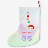 Cute Santa Baby op parelkleuren Kleine Kerstsok (Achterkant)