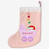 Cute Santa Baby op Roze Kleine Kerstsok (Achterkant)