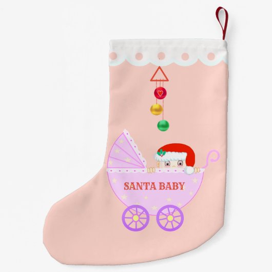 Cute Santa Baby op Roze Kleine Kerstsok (Achterkant)
