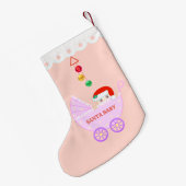 Cute Santa Baby op Roze Kleine Kerstsok (Achterkant (Hangend))