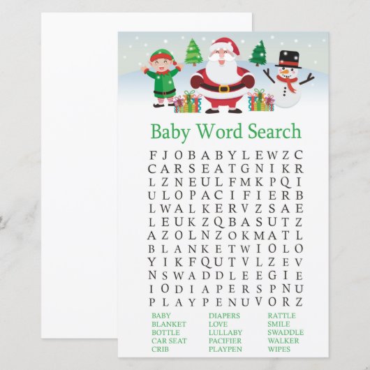 Cute Santa Baby woord hussel spel (Voorkant / Achterkant)