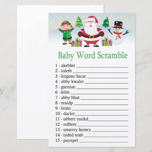 Cute Santa Baby word scramble game (Voorkant / Achterkant)