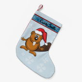 Cute santa beaver stocker kleine kerstsok (Voorkant (Hangend))