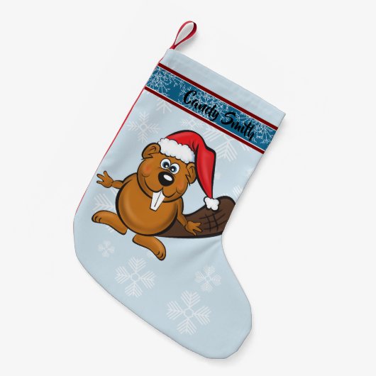 Cute santa beaver stocker kleine kerstsok (Voorkant (Hangend))