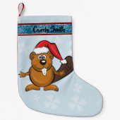 Cute santa beaver stocker kleine kerstsok (Voorkant)