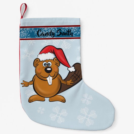 Cute santa beaver stocker kleine kerstsok (Voorkant)