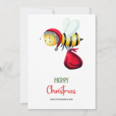 Cute Santa Bee Apiary Business Logo Christmas Feestdagenkaart (Voorkant)
