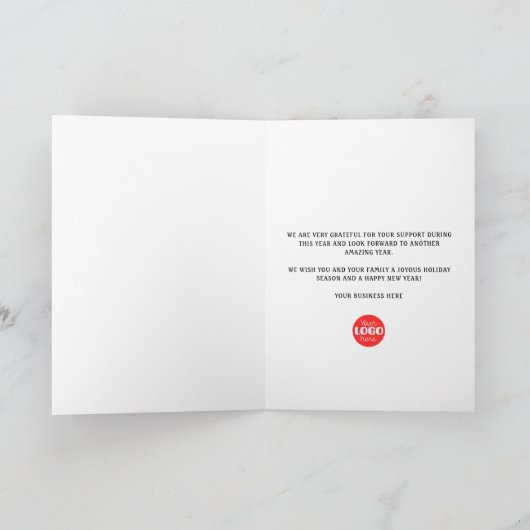 Cute Santa Bee Apiary Logo Business Christmas Feestdagen Kaart (Binnen)