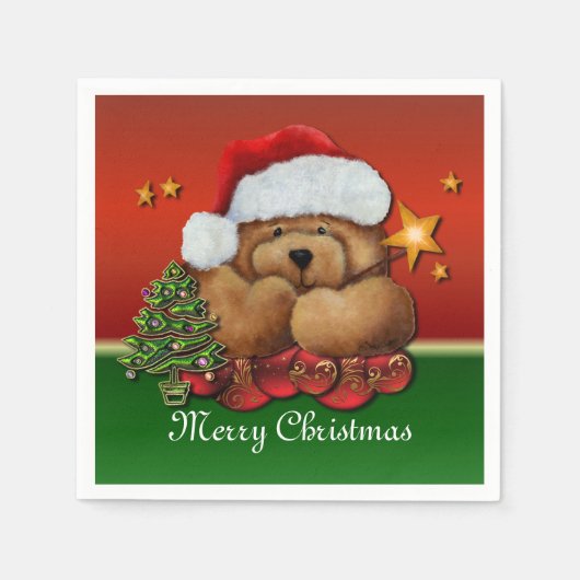 Cute Santa Beer Kerstmis Napkins Servet (Voorkant)