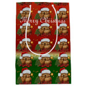 Cute Santa Beer Medium kerstcadeau 2 Cadeauzakje (Voorkant)