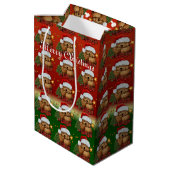 Cute Santa Beer Medium kerstcadeau 2 Cadeauzakje (Achterkant Gekanteld)