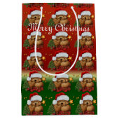 Cute Santa Beer Medium kerstcadeau 2 Medium Cadeauzakje (Voorkant)