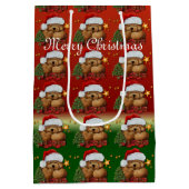 Cute Santa Beer Medium kerstcadeau 2 Medium Cadeauzakje (Achterkant)