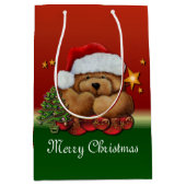 Cute Santa Beer Medium kerstcadeau Medium Cadeauzakje (Voorkant)