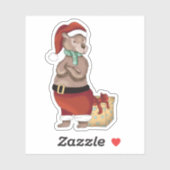 Cute Santa Beer met cadeaubon Sticker (Vel)