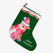 Cute Santa Beer Persoonlijk Grote Kerstsok (Voorkant (Hangend))