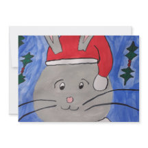 Cute Santa Bunny Flat Kerstmis Kaart